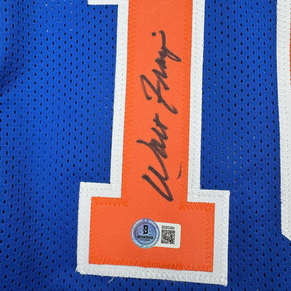 Autographed/Signed Walt Frazier New York Blue Basketball Jersey PSA/DNA COA