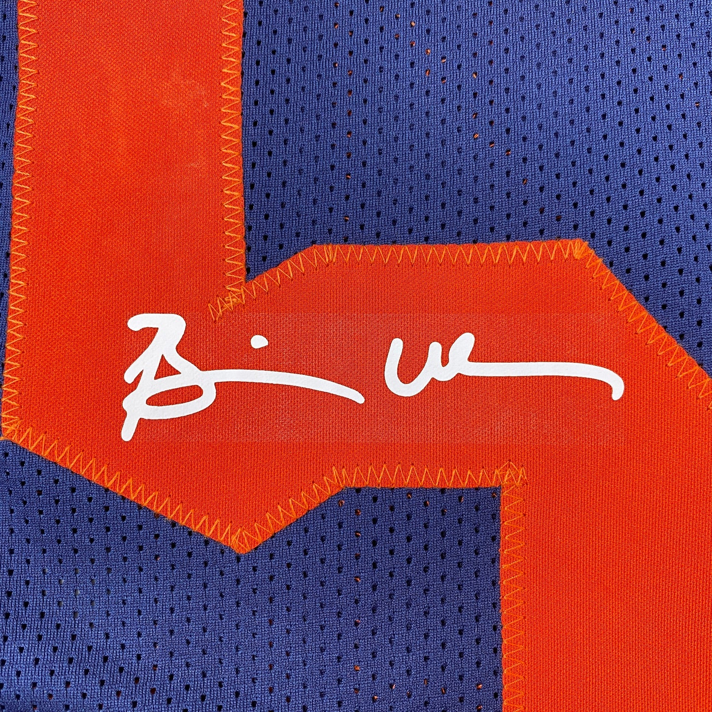 Facsimile Autographed Brian Urlacher Chicago Retro Blue Reprint Laser Auto Football Jersey Size Men's XL