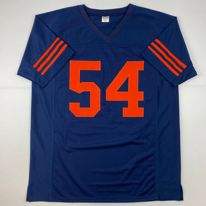 Facsimile Autographed Brian Urlacher Chicago Retro Blue Reprint Laser Auto Football Jersey Size Men's XL