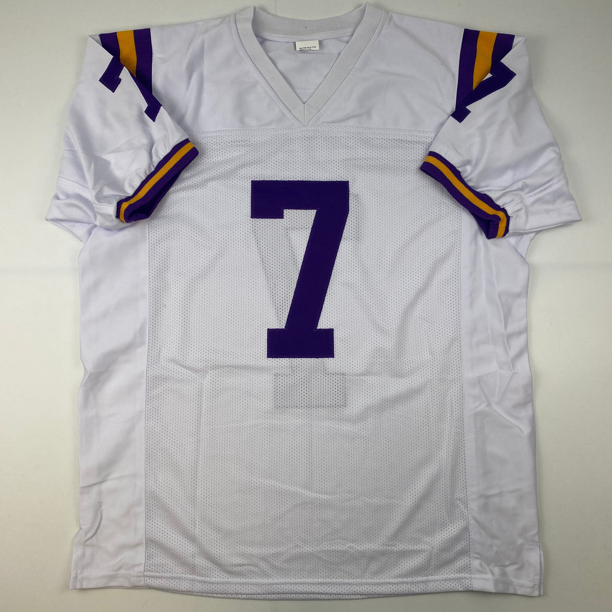 Facsimile Autographed Leonard Fournette LSU White Reprint Laser Auto College Football Jersey Size Men's XL