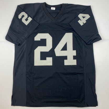Facsimile Autographed Charles Woodson Oakland Las Vegas Black Reprint Laser Auto Football Jersey Size Men's XL