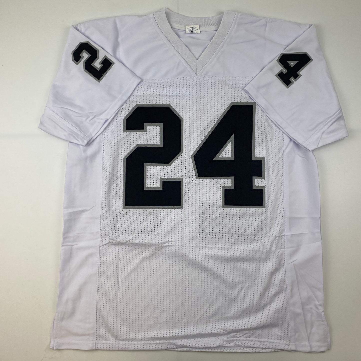 Facsimile Autographed Charles Woodson Oakland Las Vegas White Reprint Laser Auto Football Jersey Size Men's XL