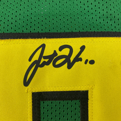 Facsimile Autographed Justin Herbert Oregon Green Reprint Laser Auto College Football Jersey Size Men's XL