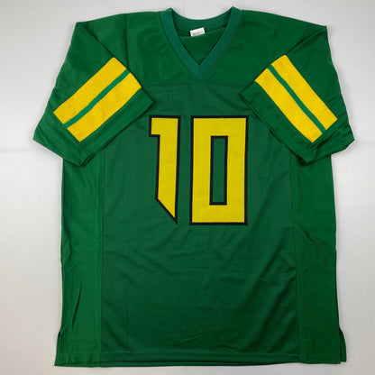 Facsimile Autographed Justin Herbert Oregon Green Reprint Laser Auto College Football Jersey Size Men's XL
