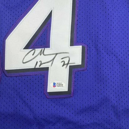 Autographed/Signed Charles Barkley Phoenix Purple Basketball Jersey Beckett BAS COA