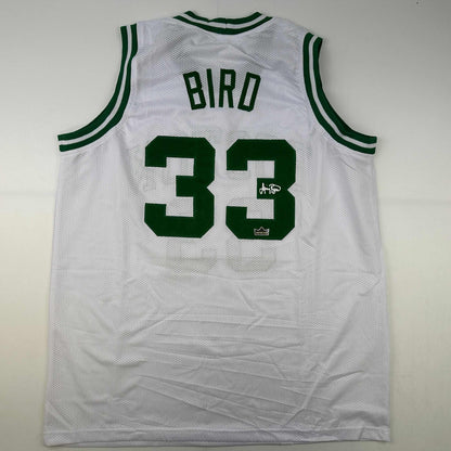 Facsimile Autographed Larry Bird Boston White Reprint Laser Auto Basketball Jersey Size Men's XL