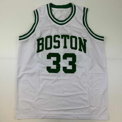 Facsimile Autographed Larry Bird Boston White Reprint Laser Auto Basketball Jersey Size Men's XL