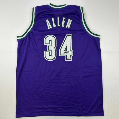 Facsimile Autographed Ray Allen Milwaukee Purple Reprint Laser Auto Basketball Jersey Size Men's XL