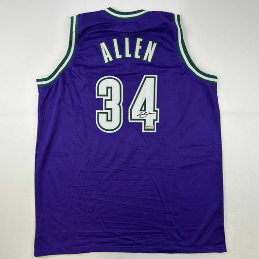 Facsimile Autographed Ray Allen Milwaukee Purple Reprint Laser Auto Basketball Jersey Size Men's XL