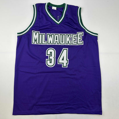 Facsimile Autographed Ray Allen Milwaukee Purple Reprint Laser Auto Basketball Jersey Size Men's XL