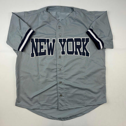 Facsimile Autographed Giancarlo Stanton New York Grey Reprint Laser Auto Baseball Jersey Size Men's XL
