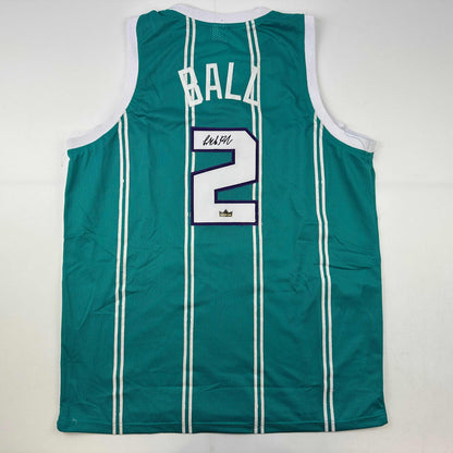 Facsimile Autographed LaMelo Ball #2 Rookie Charlotte Teal Reprint Laser Auto Basketball Jersey Size Men's XL