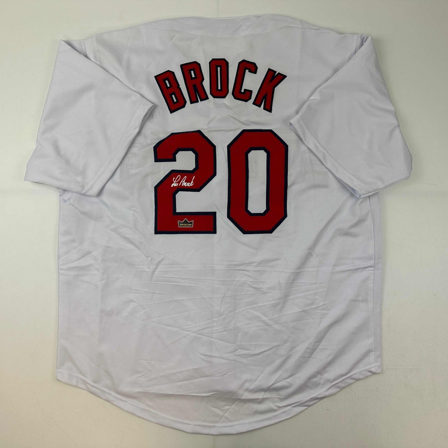 Facsimile Autographed Lou Brock St. Louis White Reprint Laser Auto Baseball Jersey Size Men's XL