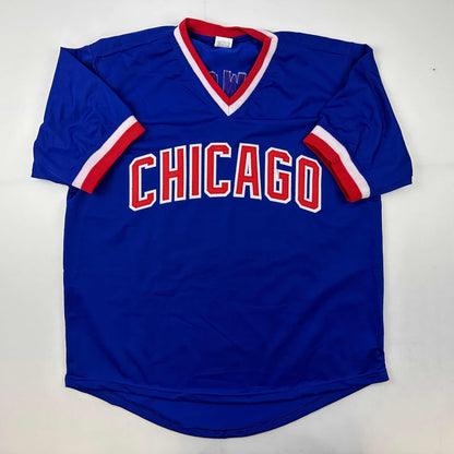 Facsimile Autographed Andre Dawson Chicago Blue Reprint Laser Auto Baseball Jersey Size Men's XL