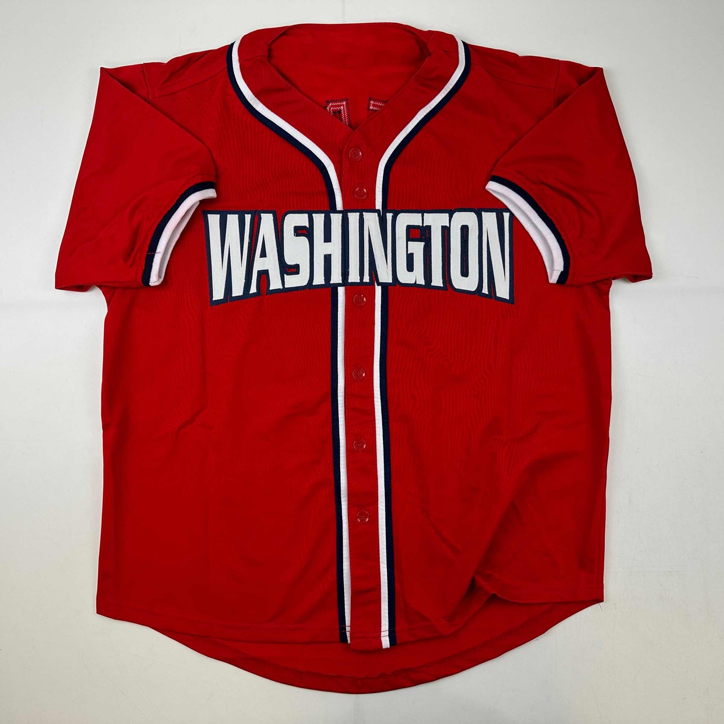 Facsimile Autographed Max Scherzer Washington Red Reprint Laser Auto Baseball Jersey Size Men's XL