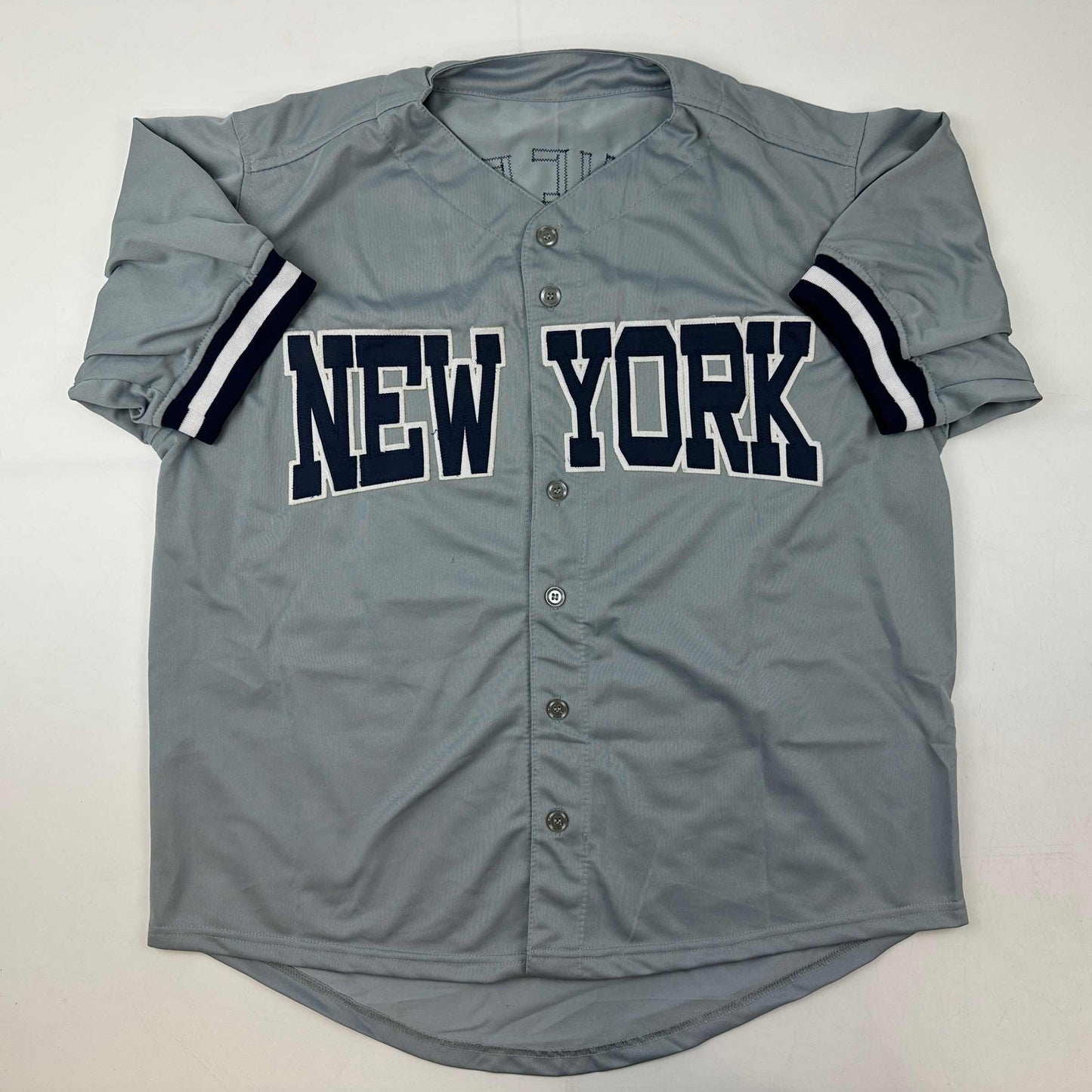 Facsimile Autographed Mariano Rivera New York Grey Reprint Laser Auto Baseball Jersey Size Men's XL