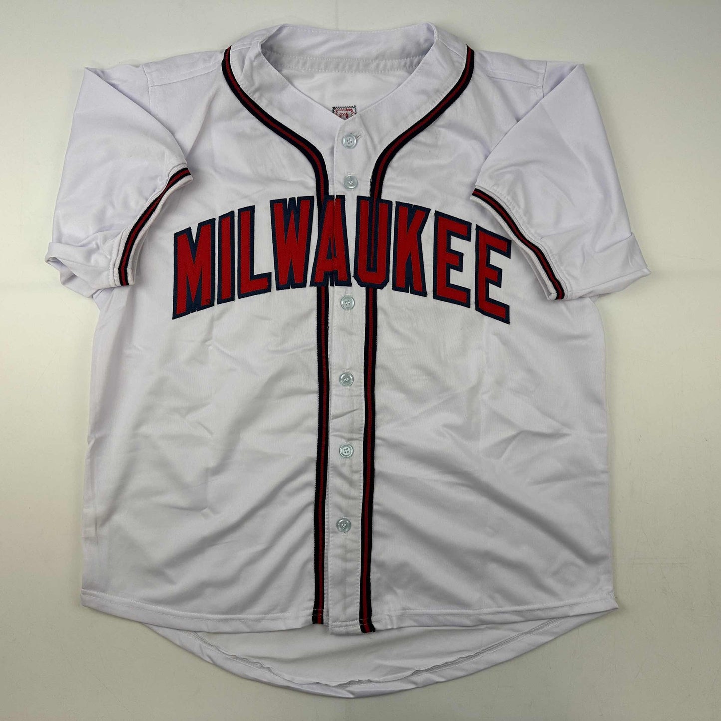 Facsimile Autographed Warren Spahn Atlanta White Reprint Laser Auto Baseball Jersey Size Men's XL