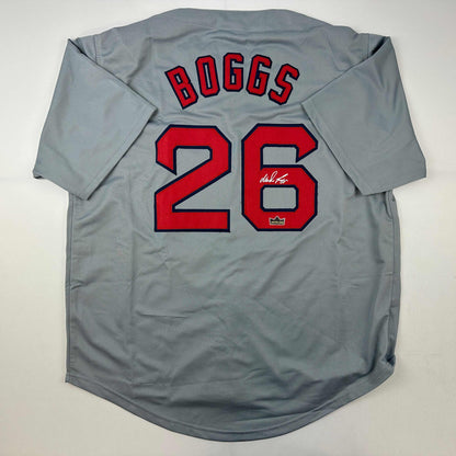 Facsimile Autographed Wade Boggs Boston Grey Reprint Laser Auto Baseball Jersey Size Men's XL