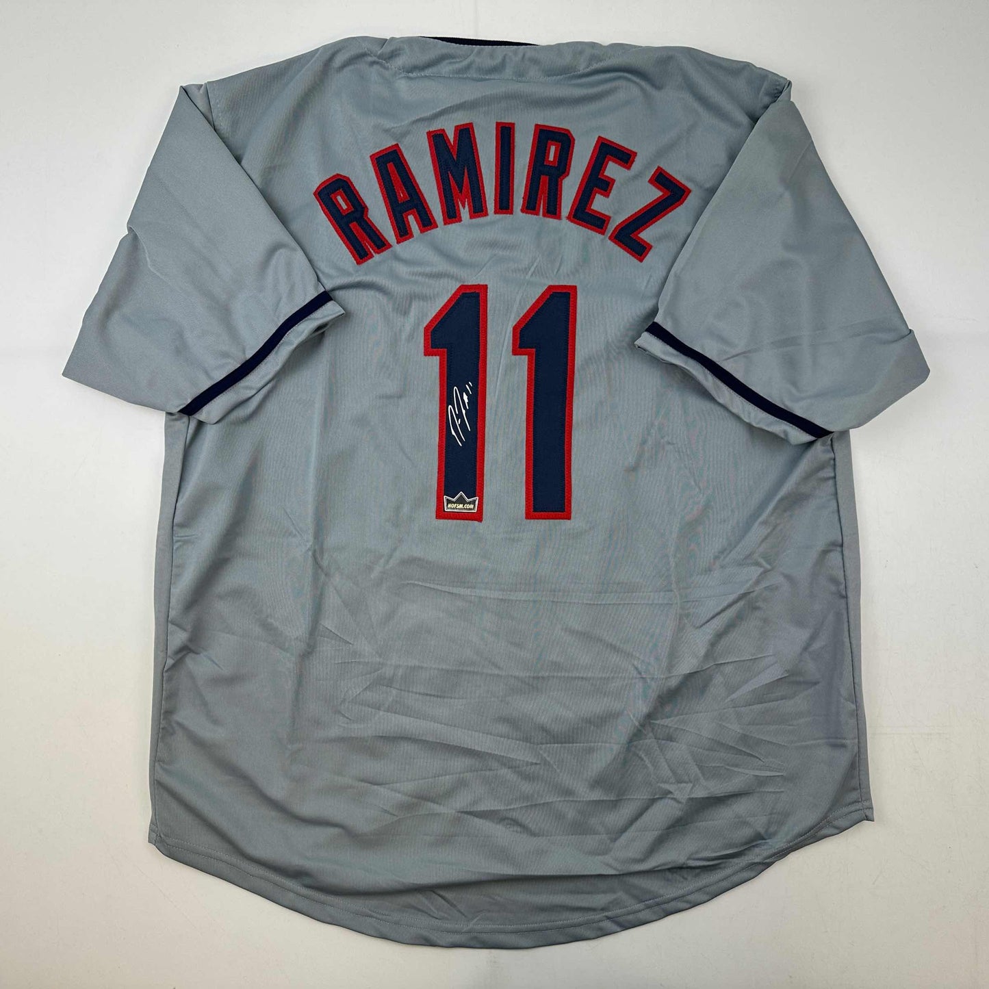 Facsimile Autographed Jose Ramirez Cleveland Grey Reprint Laser Auto Baseball Jersey Size Men's XL
