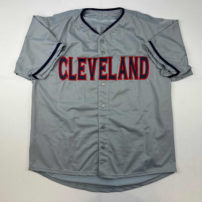 Facsimile Autographed Jose Ramirez Cleveland Grey Reprint Laser Auto Baseball Jersey Size Men's XL