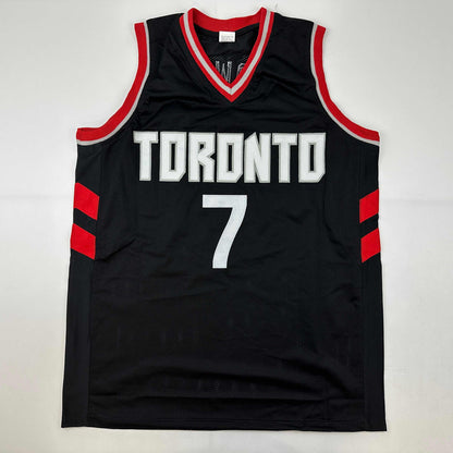 Facsimile Autographed Kyle Lowry Toronto Black Reprint Laser Auto Basketball Jersey Size Men's XL