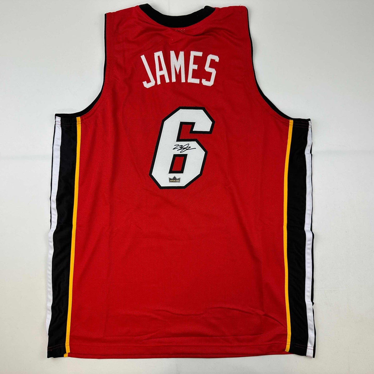 Facsimile Autographed LeBron James Miami Red Reprint Laser Auto Basketball Jersey Size Men's XL