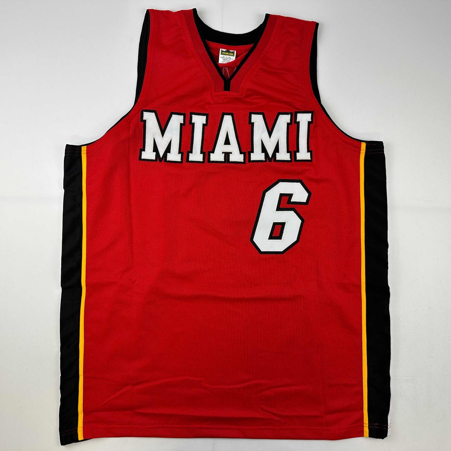 Facsimile Autographed LeBron James Miami Red Reprint Laser Auto Basketball Jersey Size Men's XL