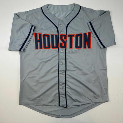 Facsimile Autographed Craig Biggio Houston Grey Reprint Laser Auto Baseball Jersey Size Men's XL
