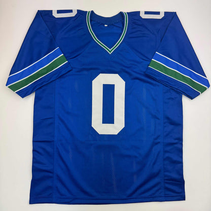 Autographed/Signed DeMarcus Lawrence Seattle Blue Retro Football Jersey Beckett BAS COA