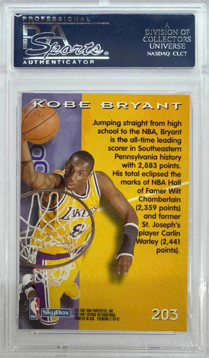 Graded 1996 Skybox Premium Kobe Bryant #203 Rookie RC Basketball Card PSA 10 Gem Mint