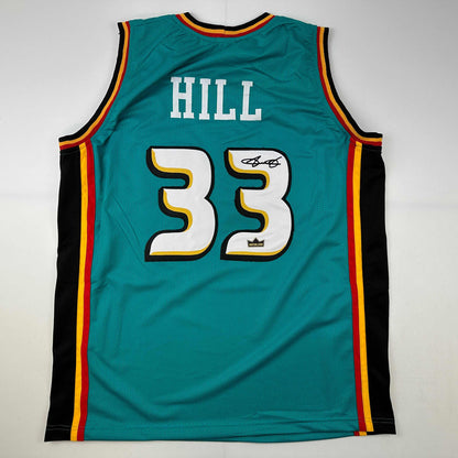Facsimile Autographed Grant Hill Detroit Teal Reprint Laser Auto Basketball Jersey Size Men's XL