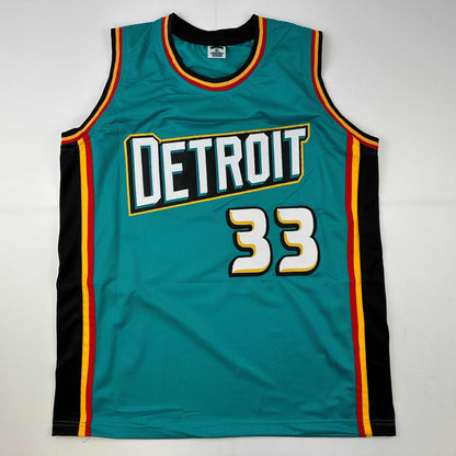 Facsimile Autographed Grant Hill Detroit Teal Reprint Laser Auto Basketball Jersey Size Men's XL