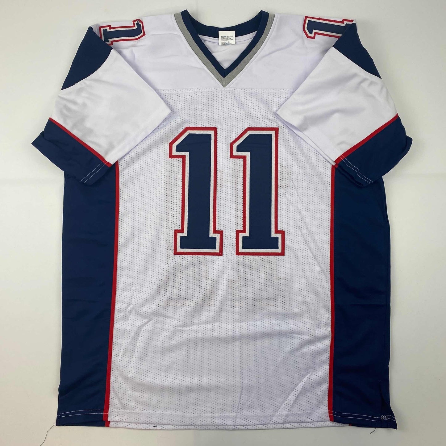 Facsimile Autographed Julian Edelman New England White Reprint Laser Auto Football Jersey Size Men's XL