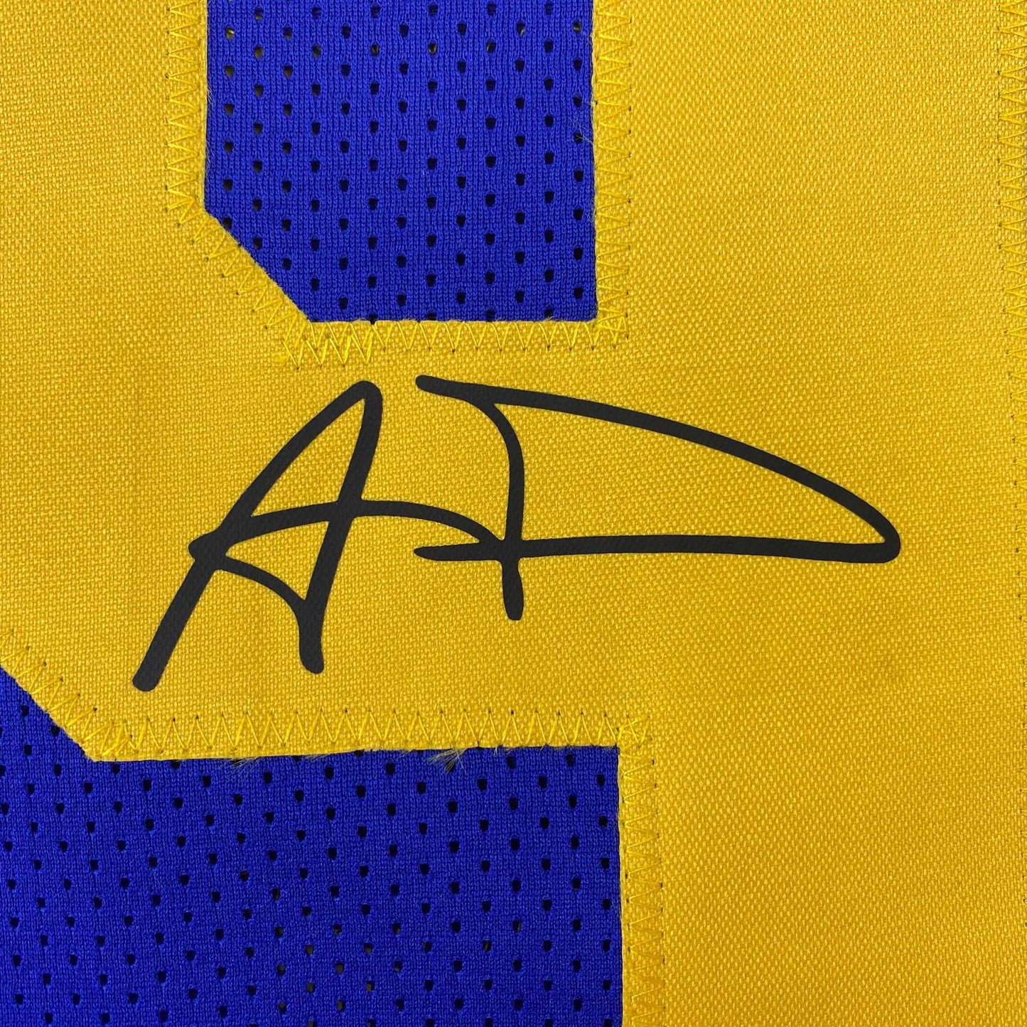 Facsimile Autographed Aaron Donald Los Angeles LA Royal Blue Retro Reprint Laser Auto Football Jersey Size Men's XL