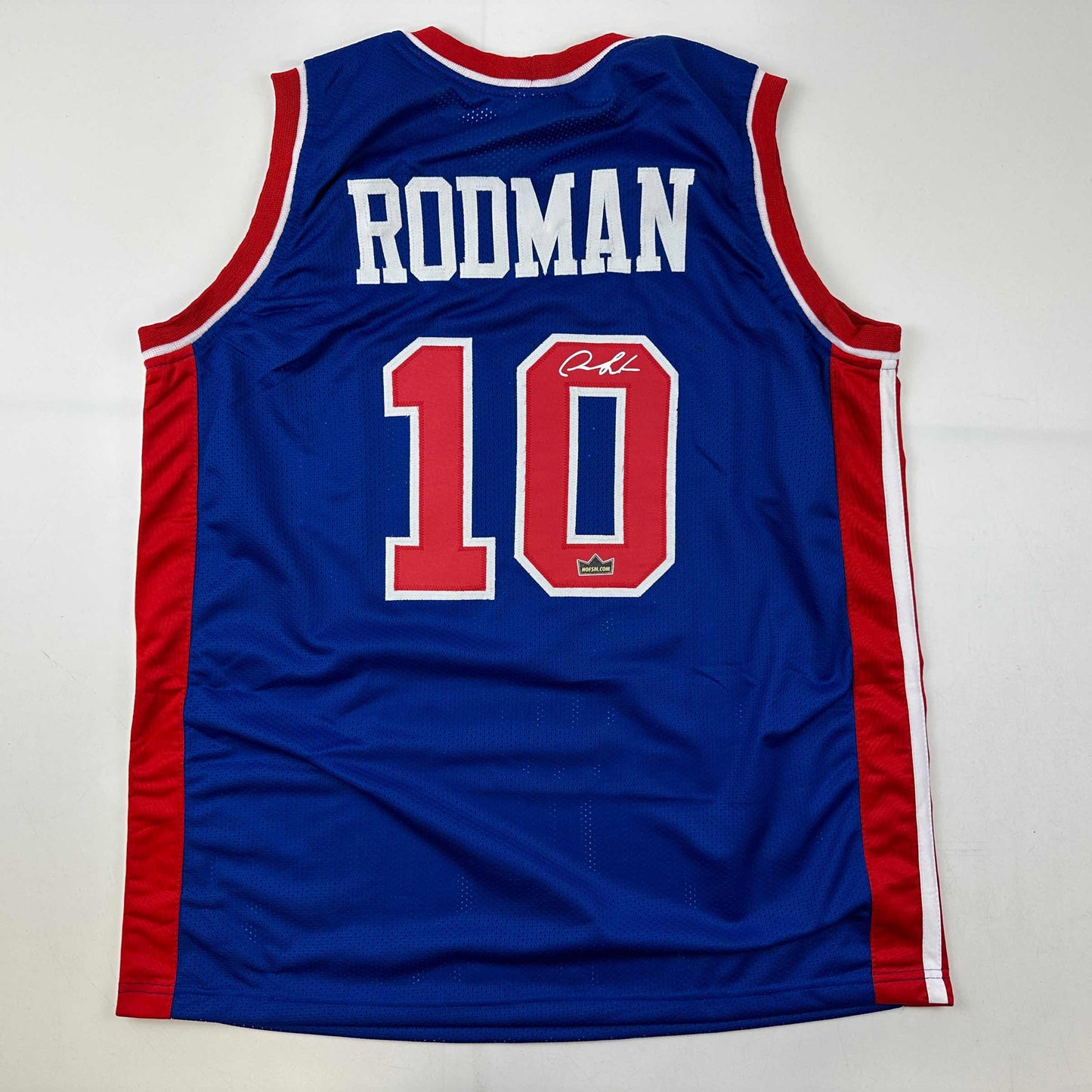 Facsimile Autographed Dennis Rodman Detroit Blue Reprint Laser Auto Basketball Jersey Size Men's XL