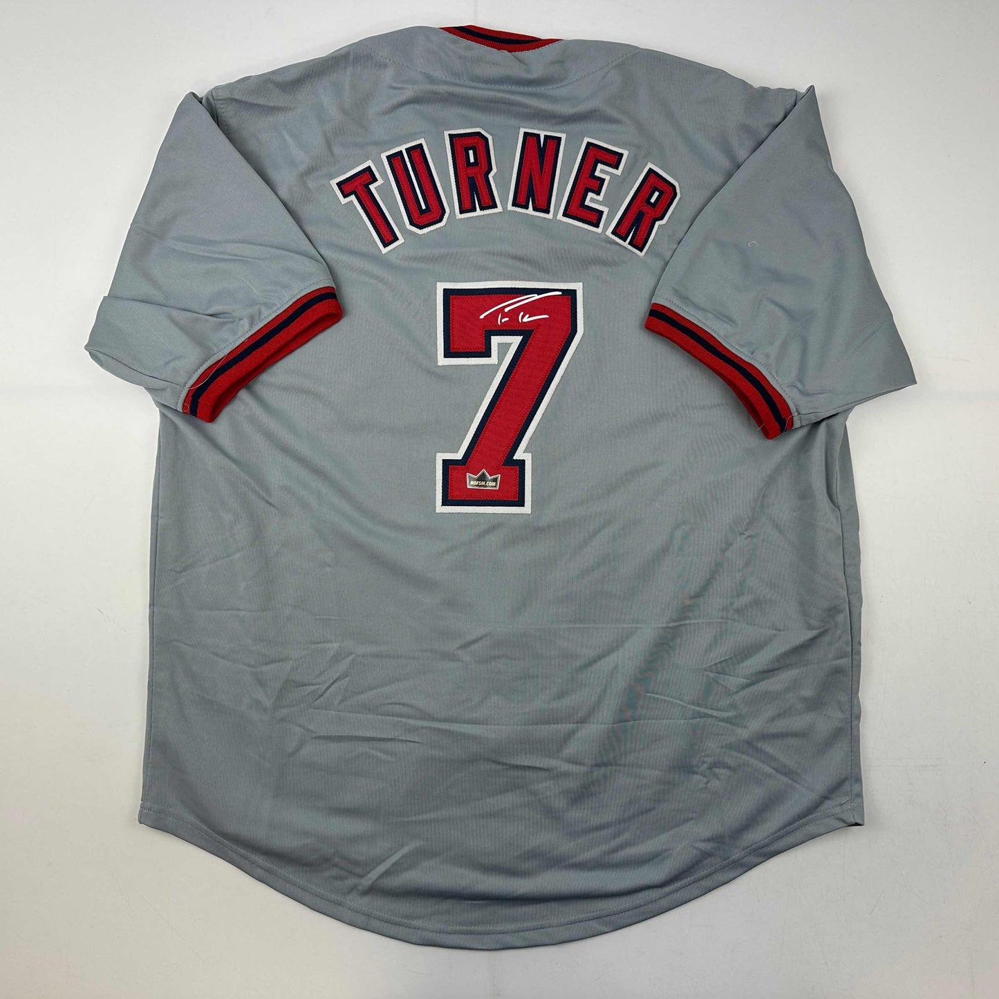 Facsimile Autographed Trea Turner Washington Grey Reprint Laser Auto Baseball Jersey Size Men's XL
