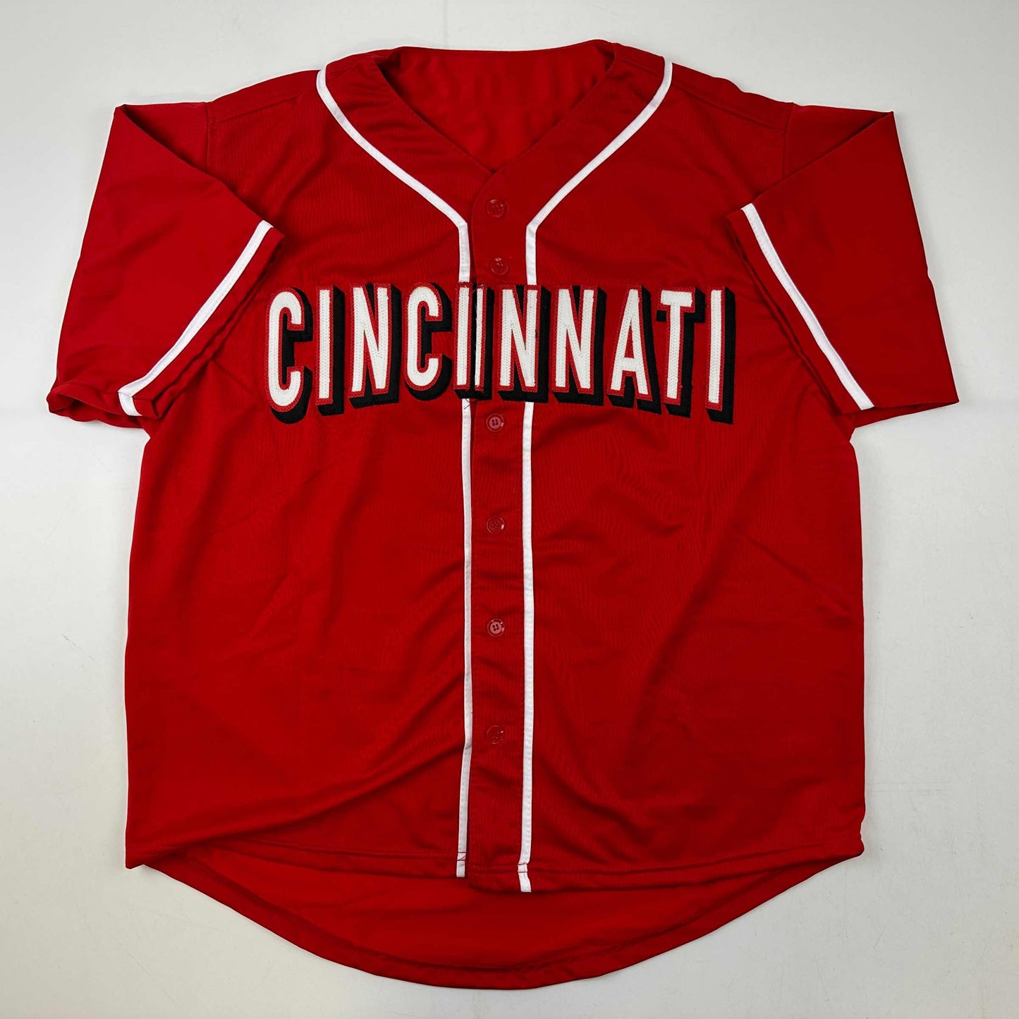 Facsimile Autographed Joey Votto Cincinnati Red Reprint Laser Auto Baseball Jersey Size Men's XL