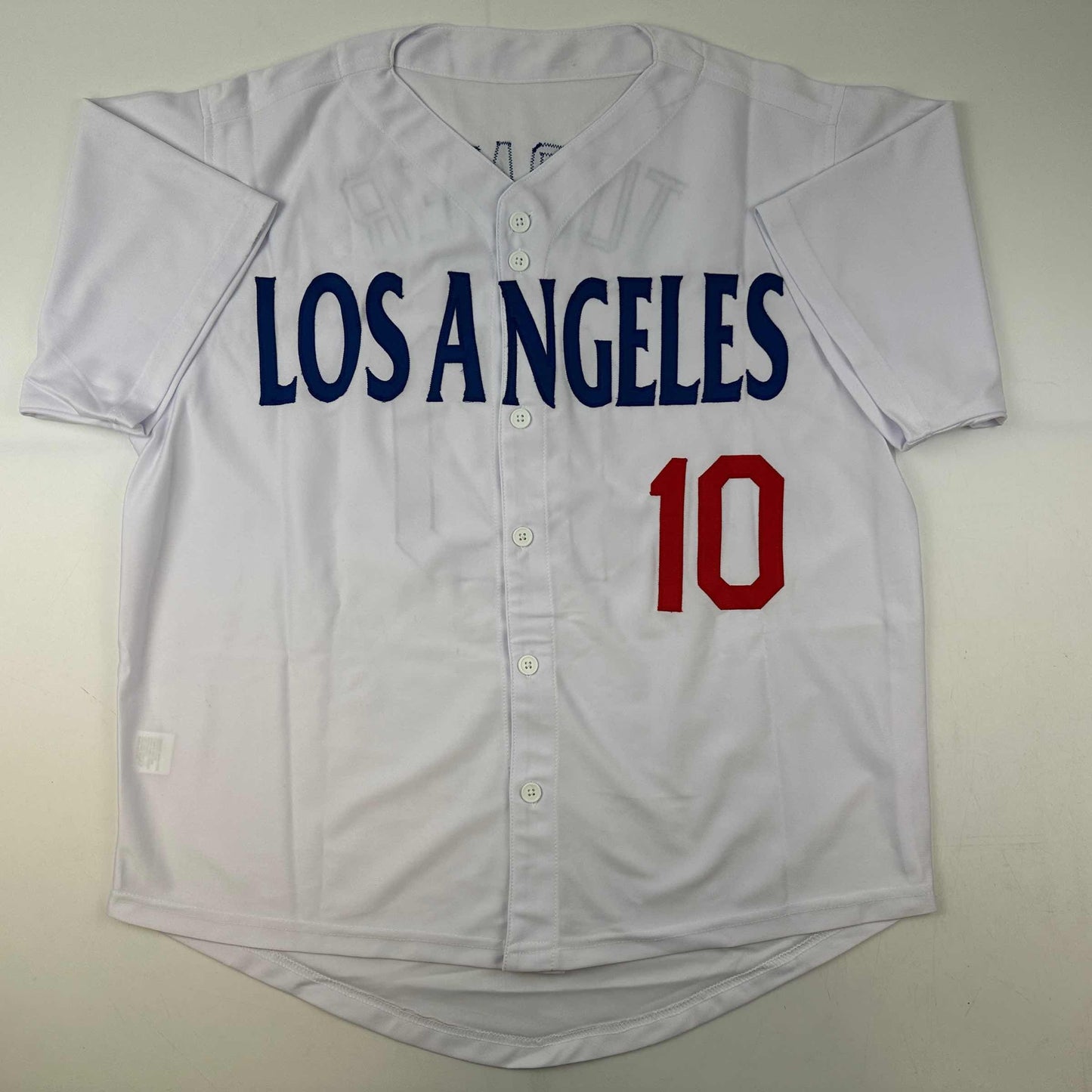 Facsimile Autographed Justin Turner Los Angeles LA White Reprint Laser Auto Baseball Jersey Size Men's XL