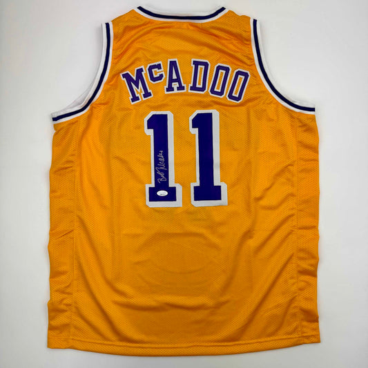 Autographed/Signed Bob McAdoo Los Angeles Yellow Basketball Jersey JSA COA