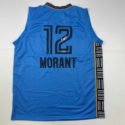 Facsimile Autographed Ja Morant Memphis Light Blue Reprint Laser Auto Basketball Jersey Size Men's XL