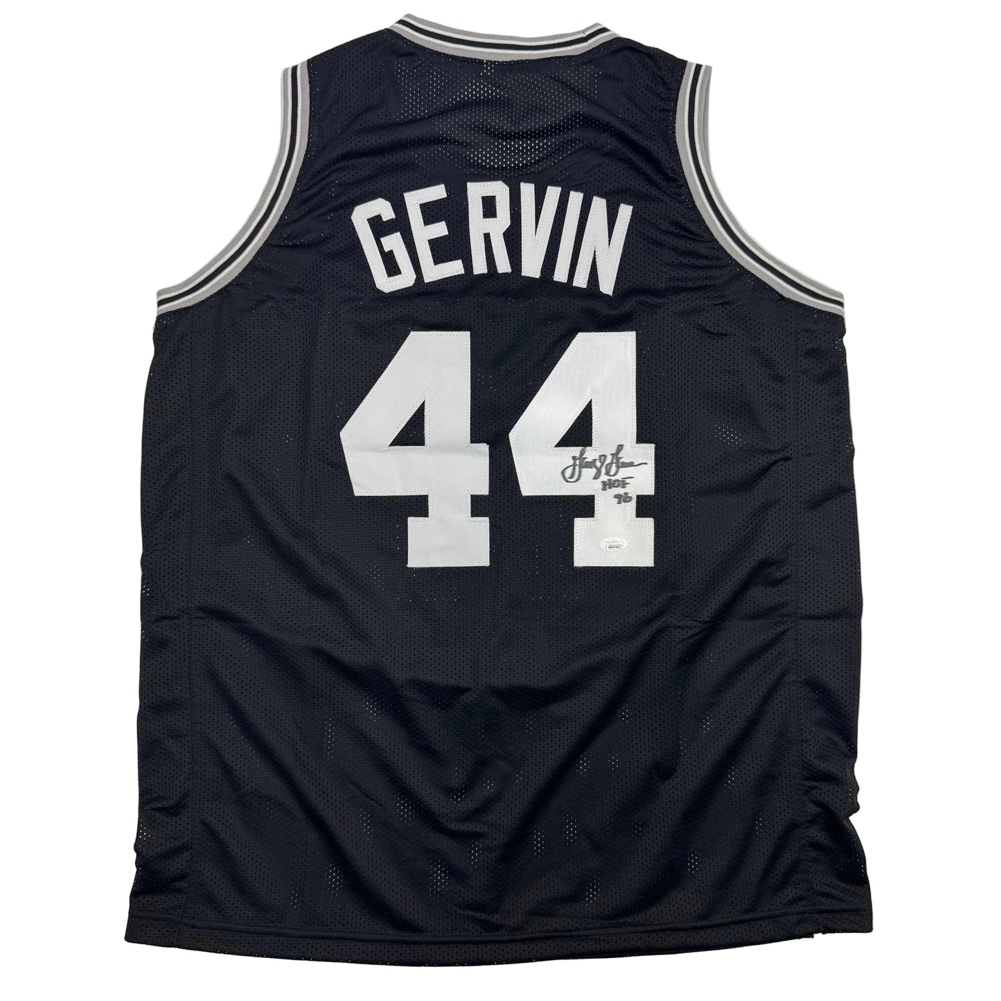 Autographed/Signed George Gervin San Antonio Black Basketball Jersey Beckett BAS COA