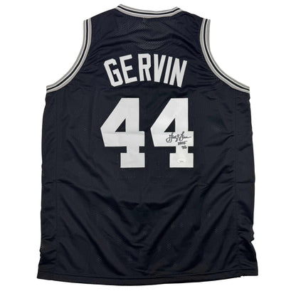 Autographed/Signed George Gervin San Antonio Black Basketball Jersey Beckett BAS COA