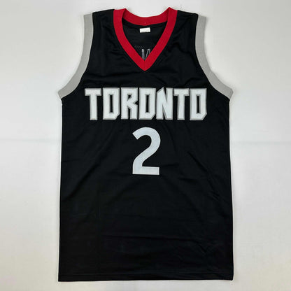 Facsimile Autographed Kawhi Leonard Toronto Black Reprint Laser Auto Basketball Jersey Size Men's XL