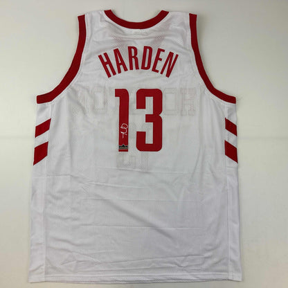 Facsimile Autographed James Harden Houston White Reprint Laser Auto Basketball Jersey Size Men's XL