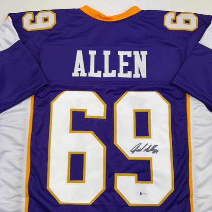 Autographed/Signed Jared Allen Minnesota Purple Football Jersey Beckett BAS COA