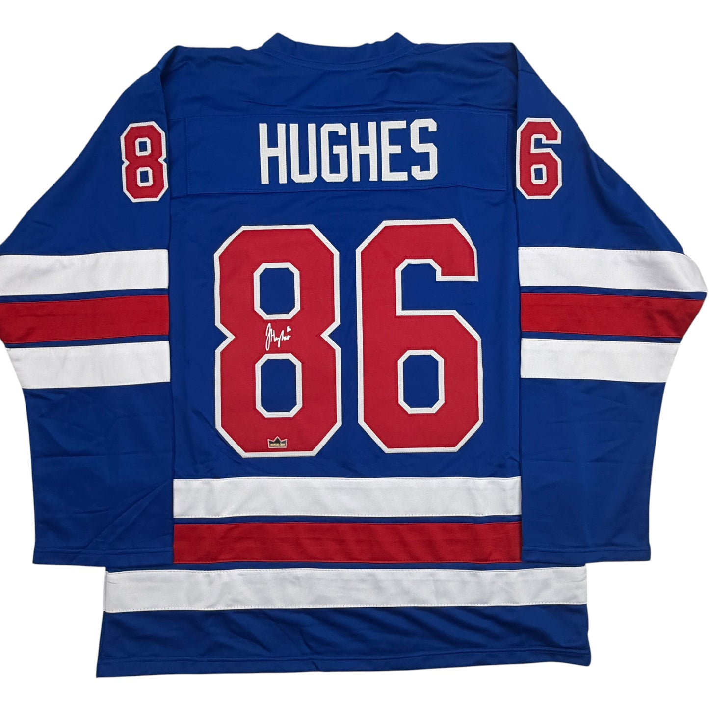 Facsimile Autographed Jack Hughes United States USA Blue 2026 Reprint Laser Auto Hockey Jersey Size Men's XL