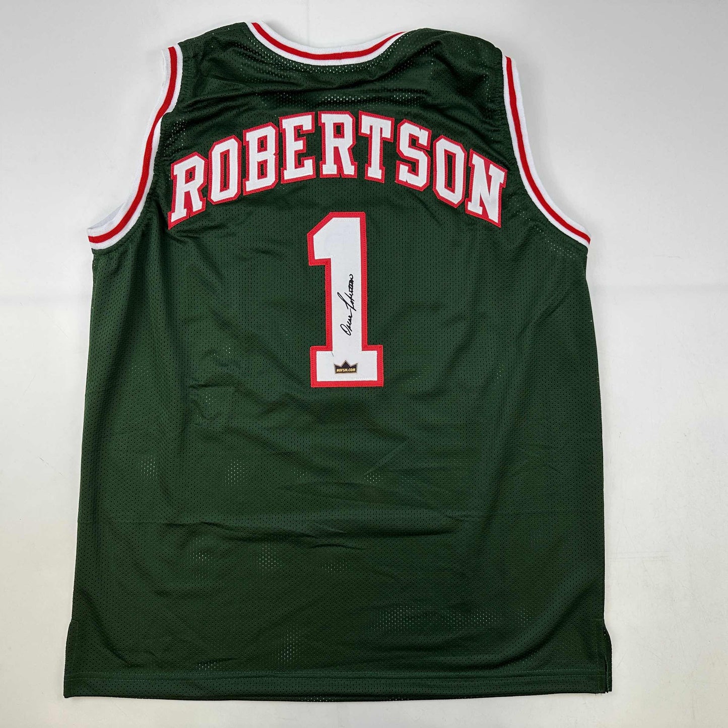 Facsimile Autographed Oscar Robertson Milwaukee Green Reprint Laser Auto Basketball Jersey Size Men's XL