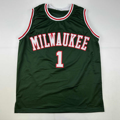 Facsimile Autographed Oscar Robertson Milwaukee Green Reprint Laser Auto Basketball Jersey Size Men's XL