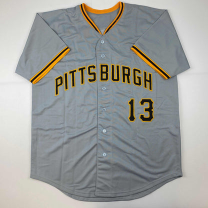 Autographed/Signed Ke'Bryan Hayes Pittsburgh Grey Baseball Jersey Beckett BAS COA