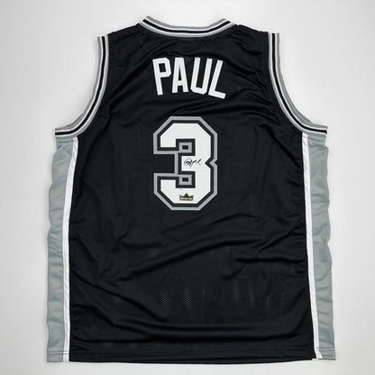 Facsimile Autographed Chris Paul San Antonio Black Reprint Laser Auto Basketball Jersey Size Men's XL